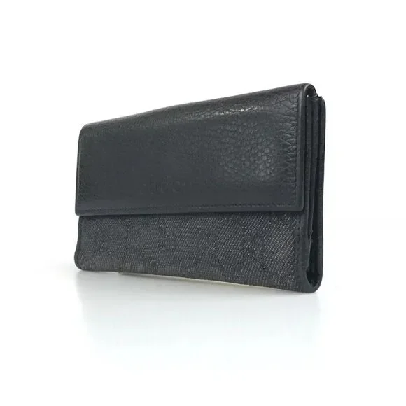 GUCCI WALLET BI FOLD 143389 0959 GG CANVAS Black Leather Authentic - Picture 4 of 11